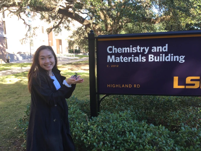 Calli showcasing her bakuchiol derivatives 