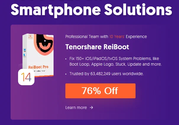 Tenorshare ReiBoot Pro iOS Coupon Code