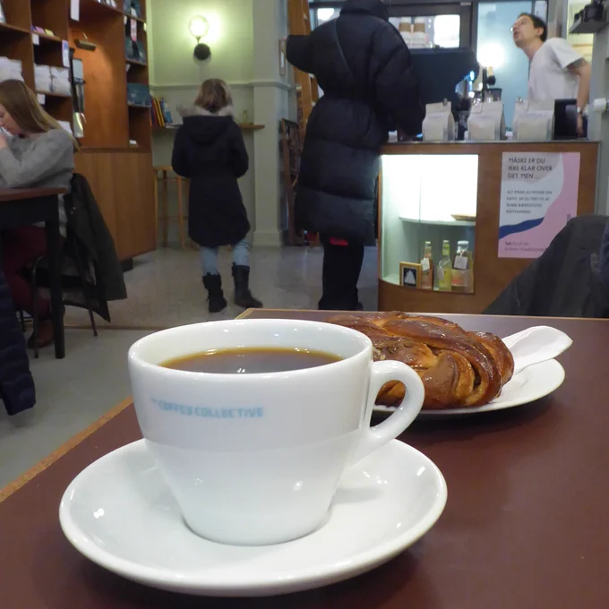 Cup of black coffee from Coffee Collective coffee shop in Copenhagen, Denmark. Photo by coffeediff.co.uk