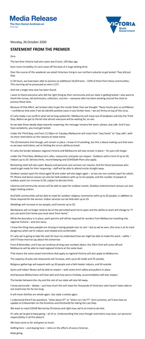 An accessible version of this statement will be available shortly from https://www.premier.vic.gov.au/