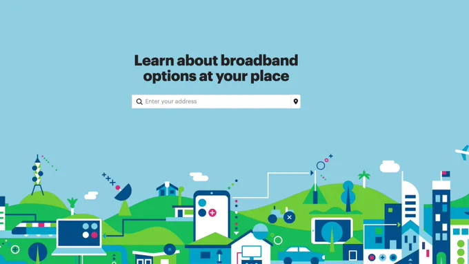 Screenshot of the Broadband Map website homepage. 