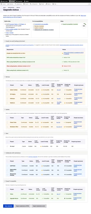 Upgrade Status 3.0 user interface