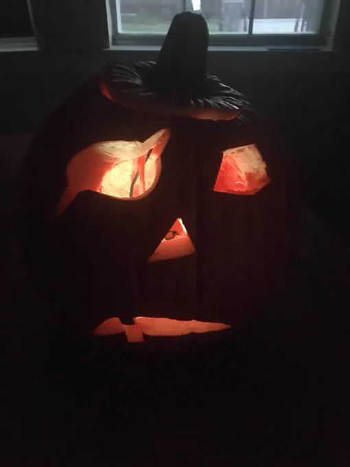 Pumpking glowing orange with RGB LEDs