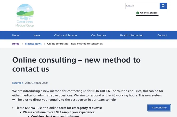 News article about online consulting from Central Lakes Medical Group website