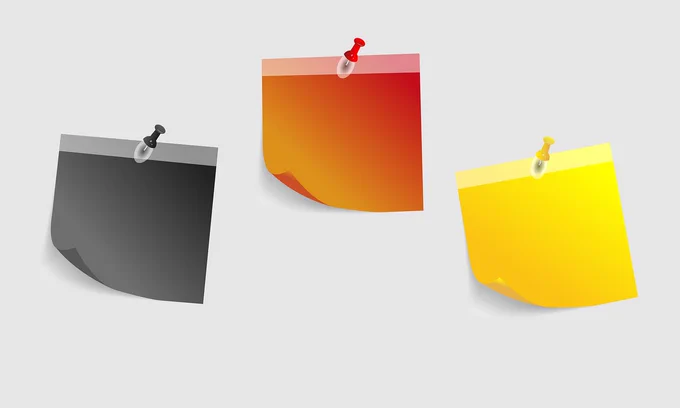 post it, black, red