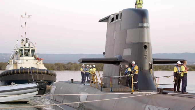 HMAS Waller being undocked at Osborne, South Australia
