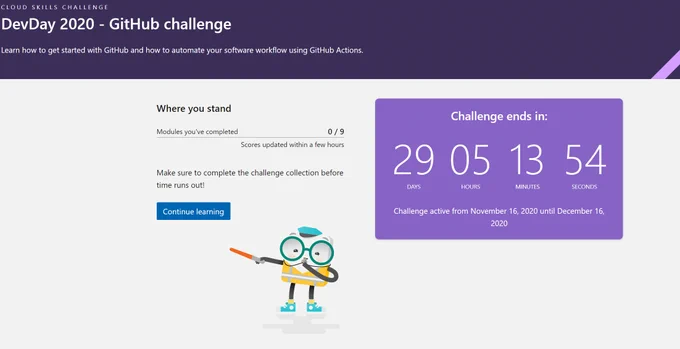 Screenshot of GitHub Cloud Skills Challenge