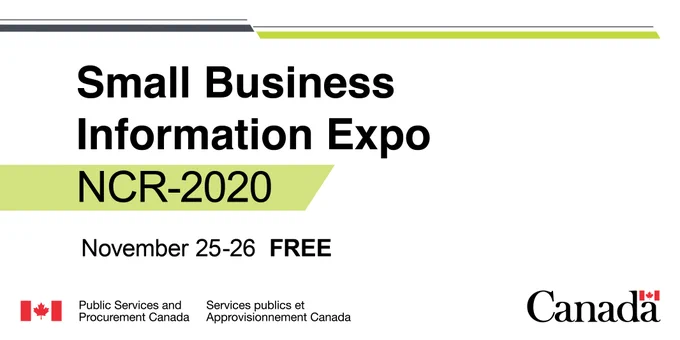 Text on image: Small Business Information Expo, NCR-2020, November 25-26, free.