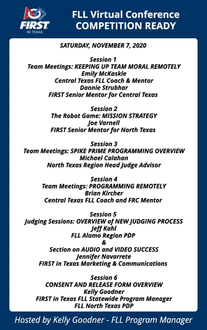 FLL Virtual Conference Schedule