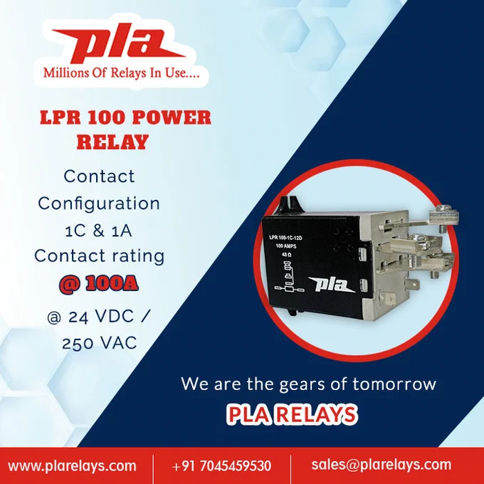 LPR 100 Power Relay
Contact Configuration 
1C & 1A
Contact rating @
100A
@ 24 VDC /250 VAC
www.plarelays.com / sales@plarelays.com
#plarelays #LPR100 #powerrelay #reedrelay #pluginrelay #electrical #industrial #automation #electromagnetic #pluginrelay #pcbmountrelay #mpc #contactrating #electromagnetic #electrical #reedrelay #pluguinrelay #configuration #ampere #coil #rating #solder #lugs #voltage #stabilizer #sdrply #socket #processcontrols #heaters #invertors #airconditioner #machines #vending #electricallife #automotive #technology #innovation #suppressor #normalrange #surge #biomedical #equipments #inverters #processcontrolsystem #temperaturecontroller #powersupplies #industrialcontrols #integratorcontrolpanels #dcpanels #highdcvoltage #capacity #lighting #mpc #pmy #ply #pmcm #mpcn #hmpc #hpcc #coil #flexible #electricalindustry #plugin #reed #generalpurpose #manufacturer #industrial #controlpanels #resistive