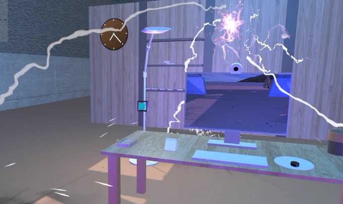 The clock on the left triggers an animation going backwards