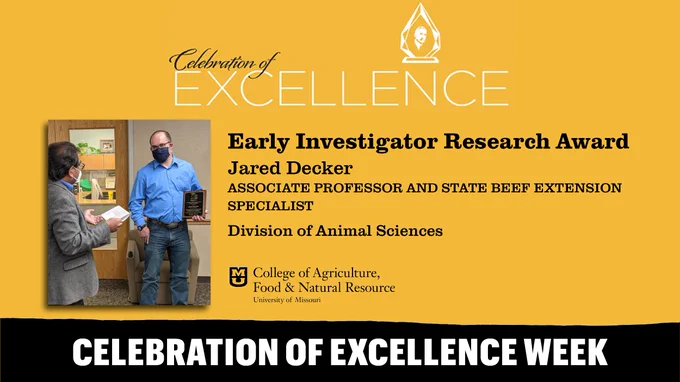 Jared Decker, 2020 Celebration of Excellence Early Investigator Research Award