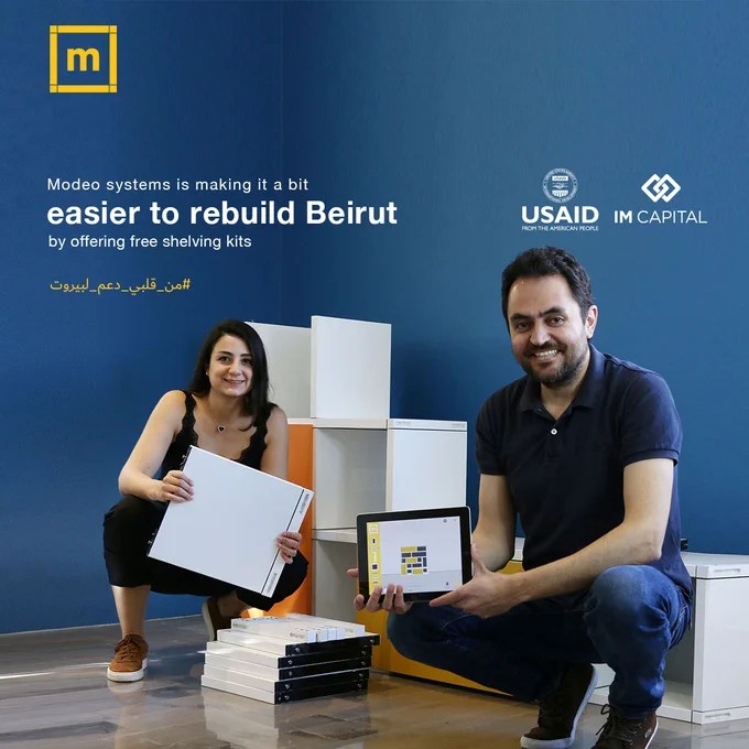 We're glad to be taking part in the  #من_قلبي_دعم_لبيروت initiative by the @USAIDMiddleEast-funded @IMkapital, to help the affected houses and small businesses by offering a number of free shelving units. If you got affected or you know someone, please fill the form   http://www.modeosystems.com/beirut2020