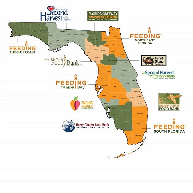 Map of Feeding Florida / Feeding America Affliates