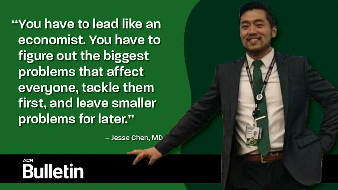 Image of Dr. Chen with quote "You have to lead like an economist.  You have to figure out the biggest problems that affect everyone, tackle them first, and leave smaller problems for later."