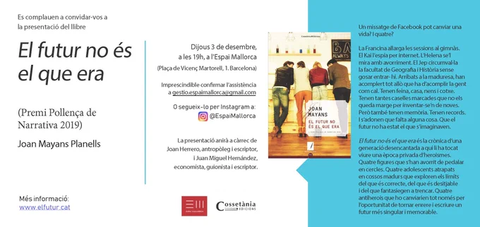 Invitació a la presentació de la novel·la "El futur no és el que era"