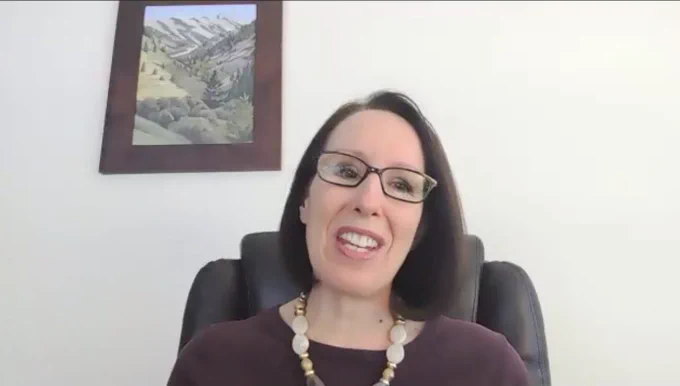 Screenshot of Dr. Stephanie Droker, president of ACCJC, during a webinar.