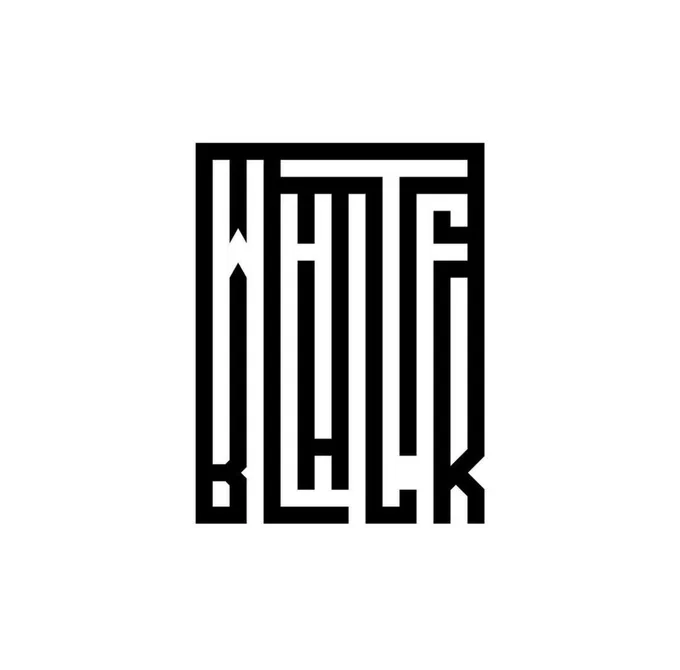 Typographic combination of the words "white" and "black"