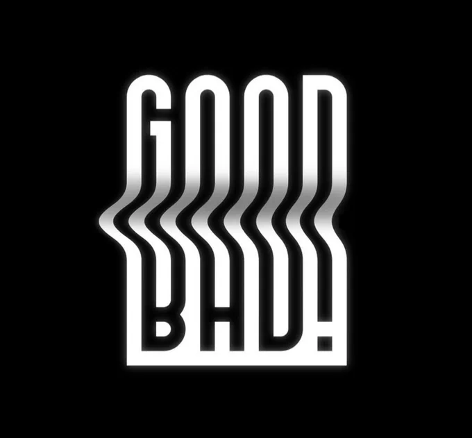 Typographic combination of the words "good" and "bad"