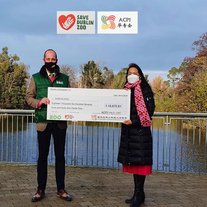 Donation to @dublinzoo from the Association of Chinese Professionals in Ireland (ACPI) #Savedublinzoo