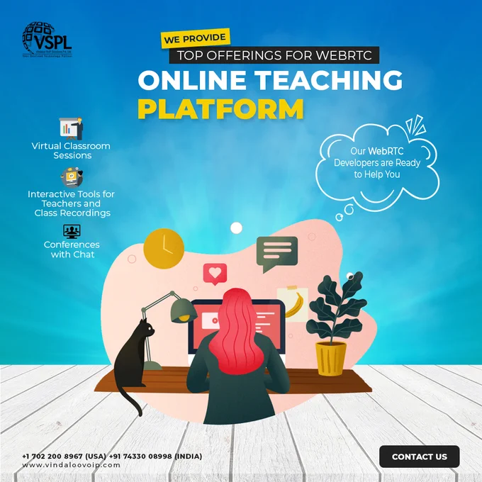 An online teaching program becomes a new trend. Students and teachers enjoy the classroom session virtually. As it facilitates face to face meeting with mutual interest. Vindaloo VoIP Solutions provide developers who have expertise in developing robust software in several platforms like desktop, mobile, etc. 
For more information, contact us on our email info@vindaloovoip.com 