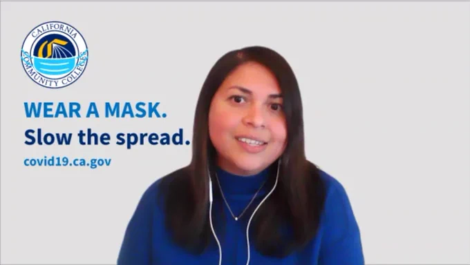 Snapshot of California Community Colleges Deputy Chancellor Dr. Daisy Gonzales taken during a webinar.