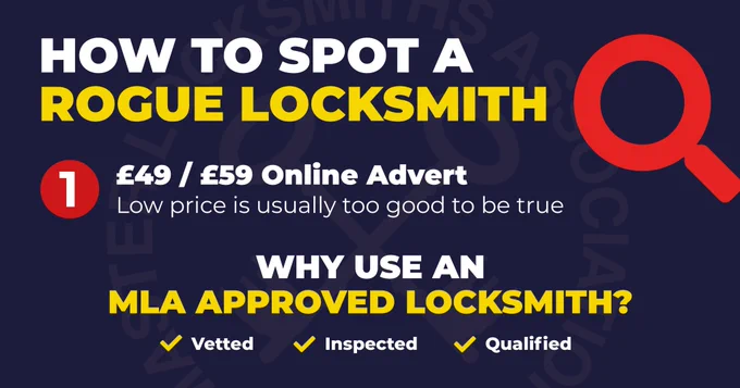 #1 SIGN OF A ROGUE LOCKSMITH

Don't get overcharged by a Rogue locksmith this Christmas!

⚠️ Beware of cheap £49/£59 online paid adverts at the top of search engines.