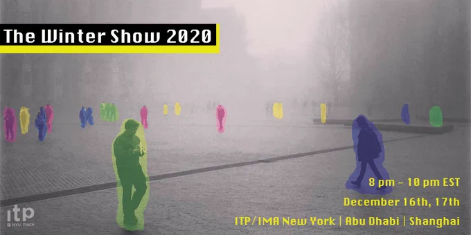 A black and white photo with pedestrians walking across a public space. Pedestrians are highlighted with colors.