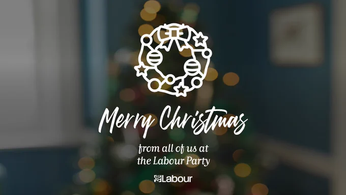 Text reads: Merry Christmas from all of us at the Labour Party. Labour Party logo.