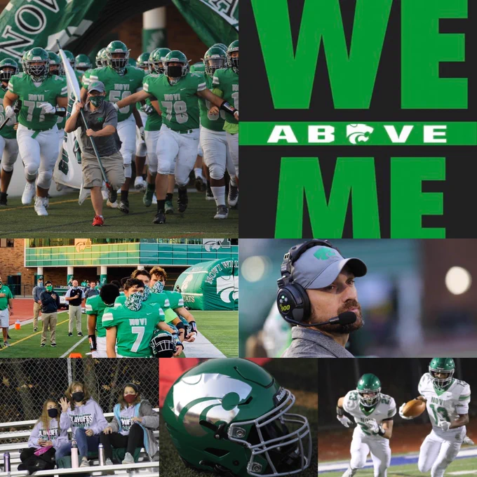 Photos of coach Burnside and Novi football players.