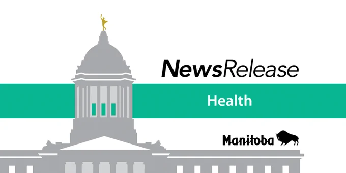 Graphic of the Manitoba Legislative Building. Caption: News Release Health