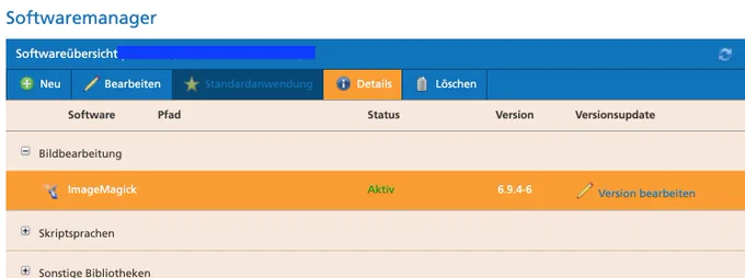 Screenshot von mittwalds Softwaremanager