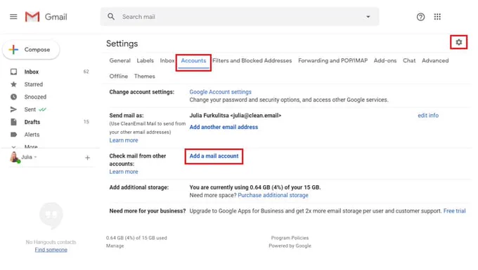 Add another account in Gmail?