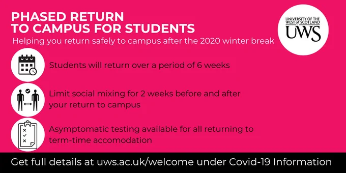 Phased return to campus for students