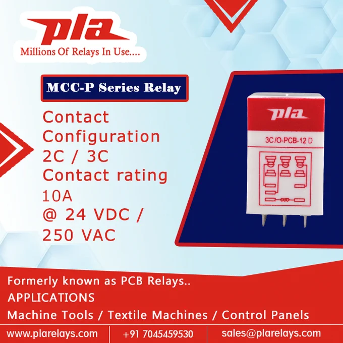MCC-P Series Relay
Contact configurtion
2C/3C
contact rating 
10A
@ 24 VDC / 250 VAC

www.plarelays.com
sales@plarelays.com

follow us on instagram 
https://www.instagram.com/plarelays/

#plarelays #pluguinrelay #pcbmountrelay #contact #configuration #mccp #mcc #reedrelay #electric #electricalmarket #pcbmountrelay #powerrelay #industrial  #controlpanel #stabilizer #inverter #temperature #rating #ampere #coil #automotive #electromechanical  #ampere #coil #rating #solder #lugs #voltage #stabilizer #sdrply #socket #processcontrols #heaters #invertors #airconditioner #machines #vending #electricallife #automotive #technology #innovation #suppressor #normalrange #surge #biomedical #equipments #inverters #processcontrolsystem #temperaturecontroller #powersupplies #industrialcontrols #integratorcontrol #sdrply #sdr #ply #pmcm #mpcn #hmpc #hpcc #coil #flexible #electricalindustry #plugin #reed #generalpurpose #manufacturer #industrial #controlpanels #resistive #equivalent #24vdc #250vac