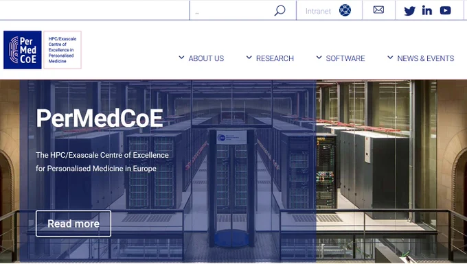 Screenshot of the PerMedCoE website homepage