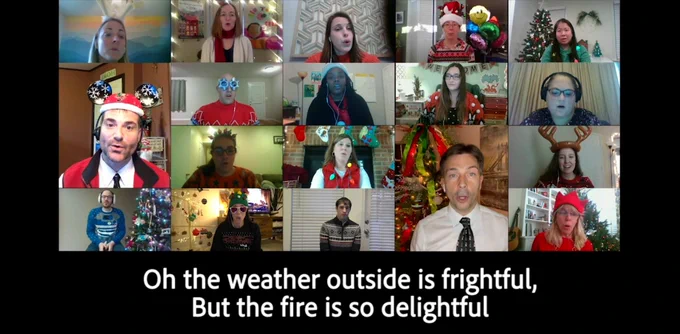 Staff sing along to Winter Wonderland.