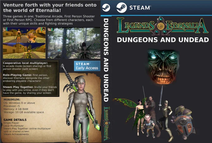 Cover in English for the videogame Dungeons and Undead. So, if you get your digital copy on Steam and you want a physical copy you may print it. Available in other languages. 