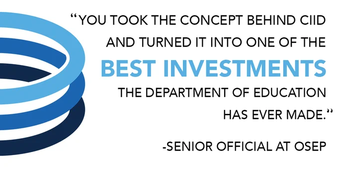 A senior official at OSEP praises AEM's work on CIID. 