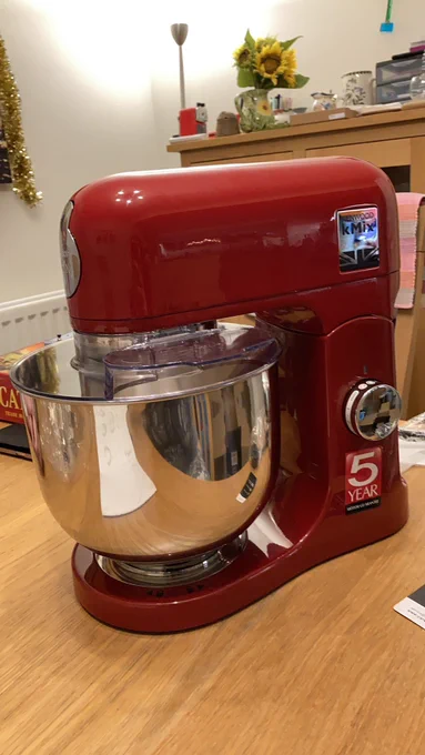 Shiny red stand mixer