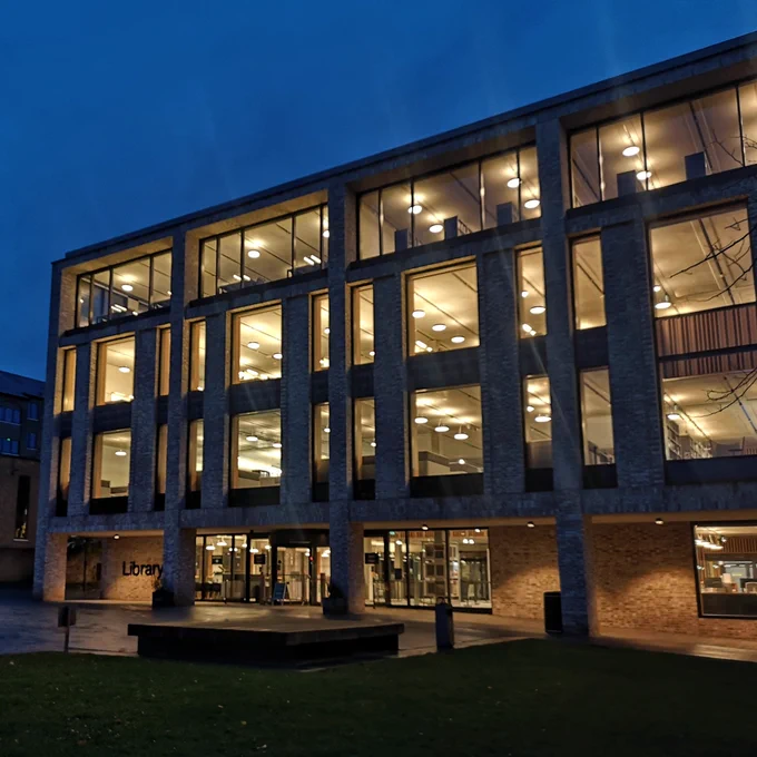 Exterior of the Library at night