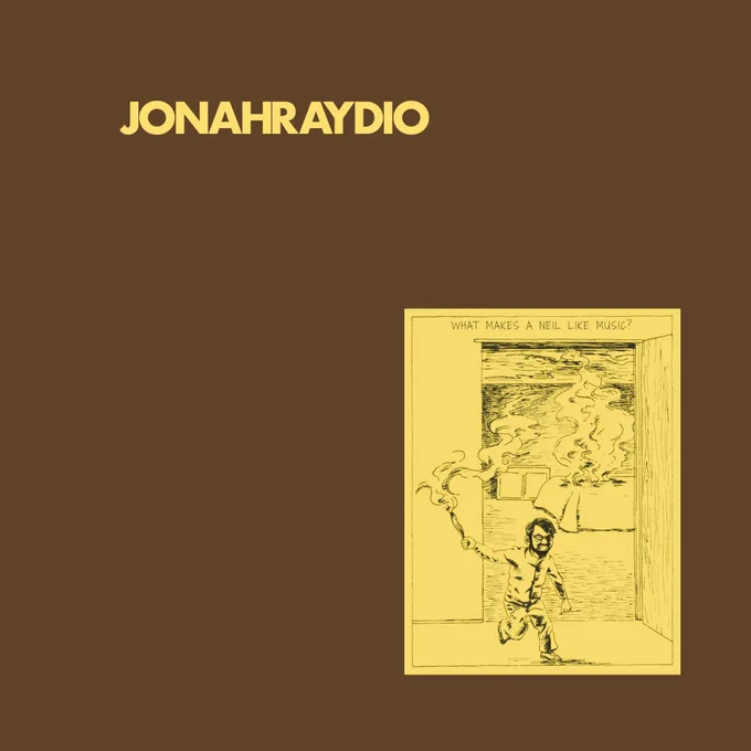 A parody of the cover to Minutemen's album "What Makes A Man Start Fires?" featuring an illustration of Neil holding a torch and running out of a room on fire. The caption reads "Jonah Raydio. What Makes A Neil Like Music?"