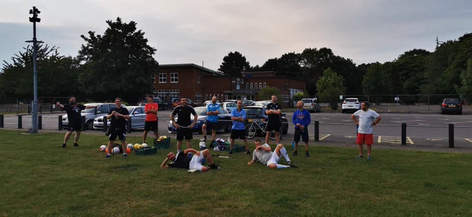 Hamble footballers at the end of Lock Down 1.