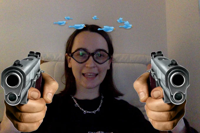 a sexy lady holding two guns