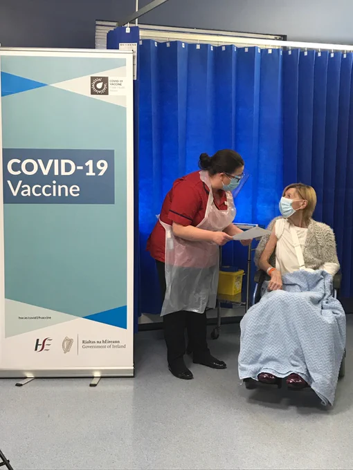 Annie Lynch getting first vaccine in Ireland