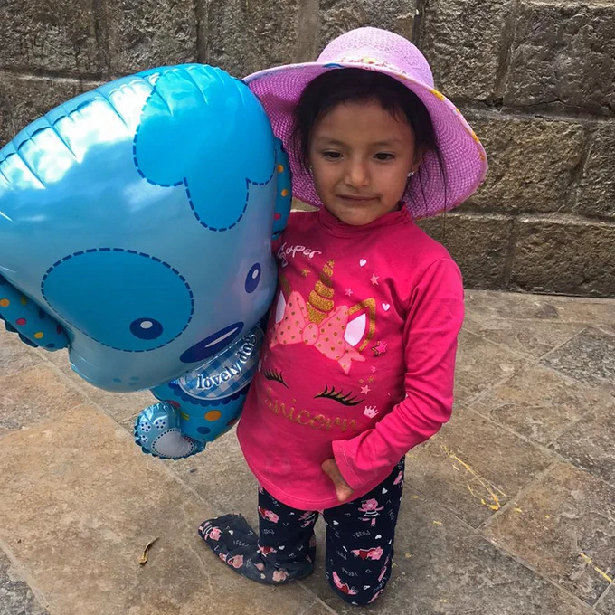 Mayuri before with a dog balloon
