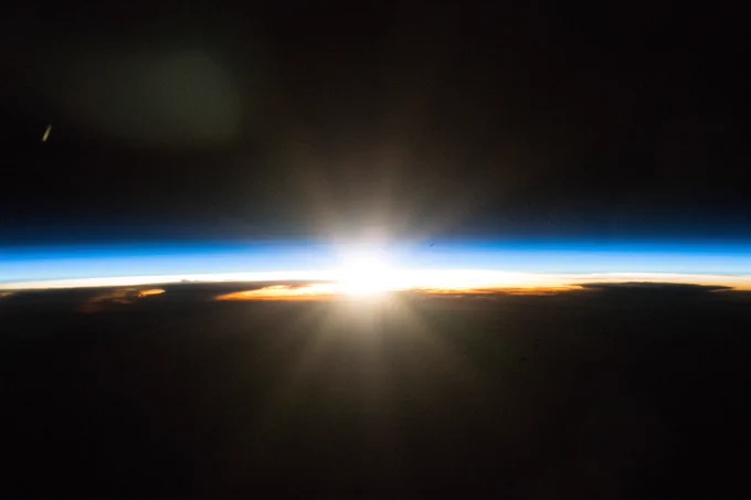 Happy New Year! The station orbits the Earth at 17,500 miles per hour (28,000 kilometers per hour) enabling the crew to see 16 sunrises and sunsets each day.