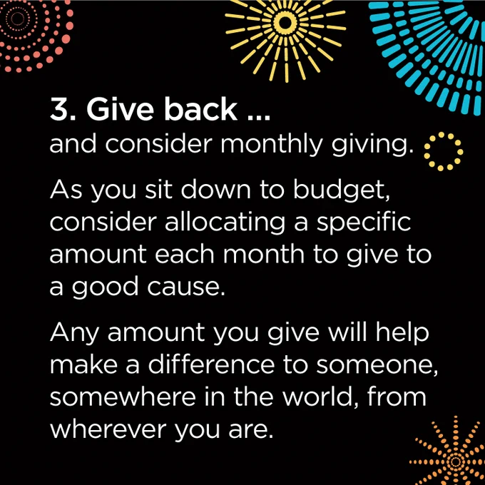 Resolution 3 Give Back with fireworks 