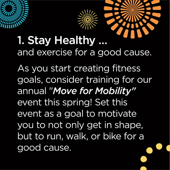 Resolution 1 Stay Healthy surrounded by fireworks