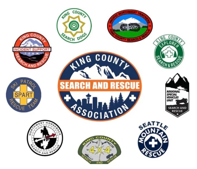 Search and Rescue Logo's for the King County Search and Rescue Association and member organizations.